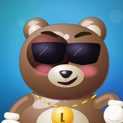A brown bear mascot with sunglasses